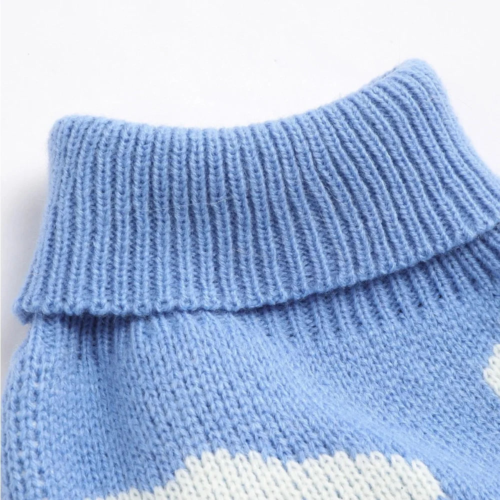 Cider Sky Blue and White Cat Sweater